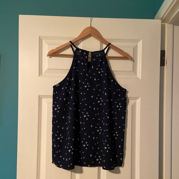 Stich Fix sleeveless top, navy blue with bird print - Picture 7 of 7